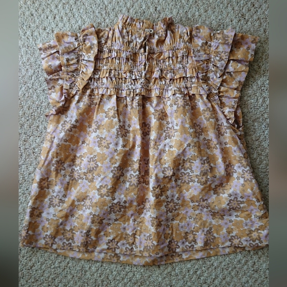 AUREUM Smocked Ruffled floral Blouse size M - Picture 12 of 12